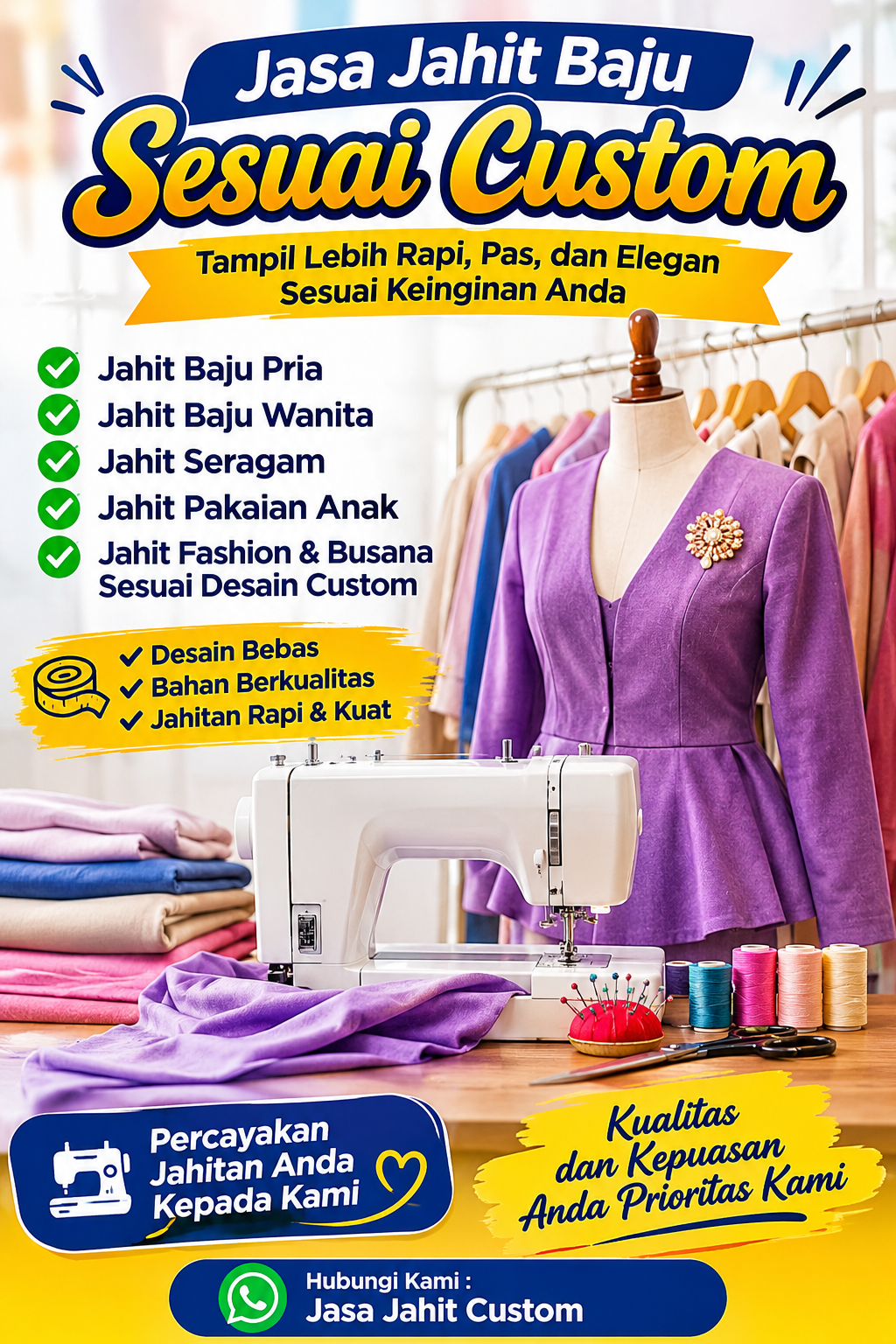 Jahit baju sesuai model